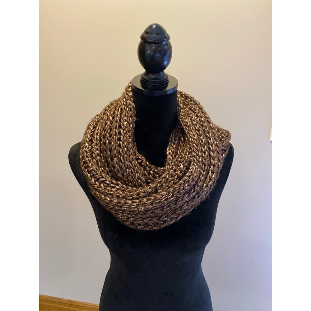 Scarf‎ Talla Unica Brown Bronze Unity Infinity  Open Weave Knit Super Soft Chic